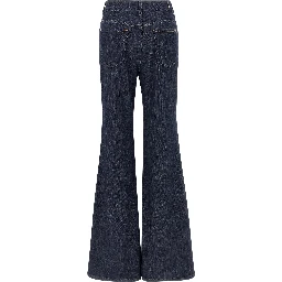 Blue Cotton Flared Jeans
