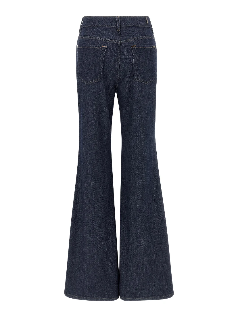 Blue Cotton Flared Jeans