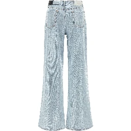 Blue Cotton Flared Jeans