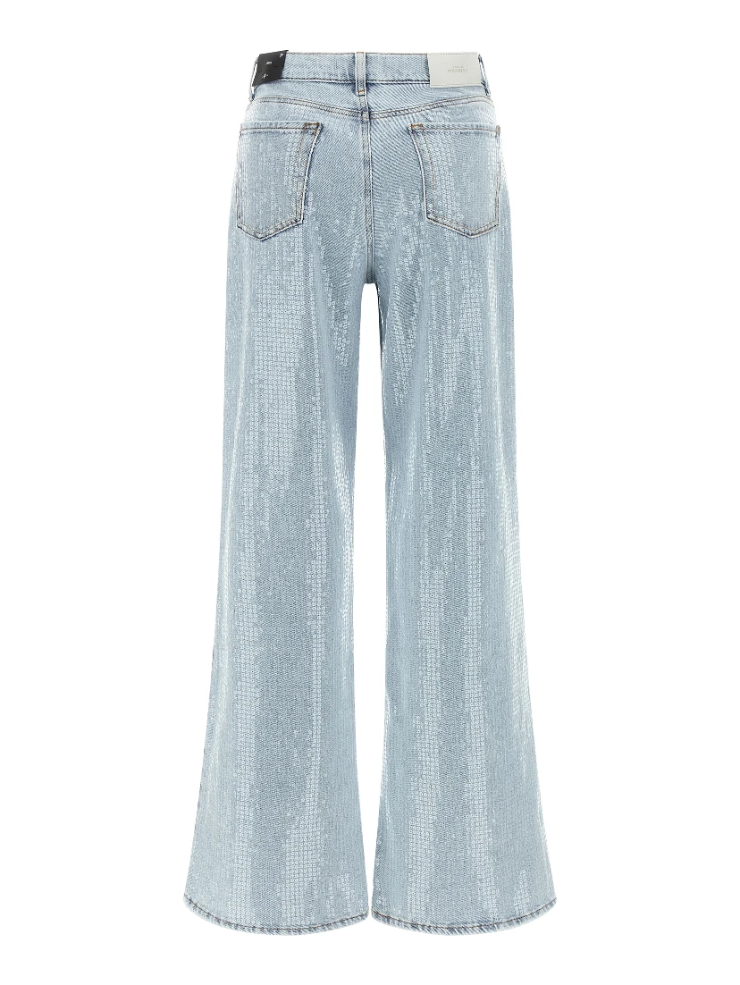 Blue Cotton Flared Jeans