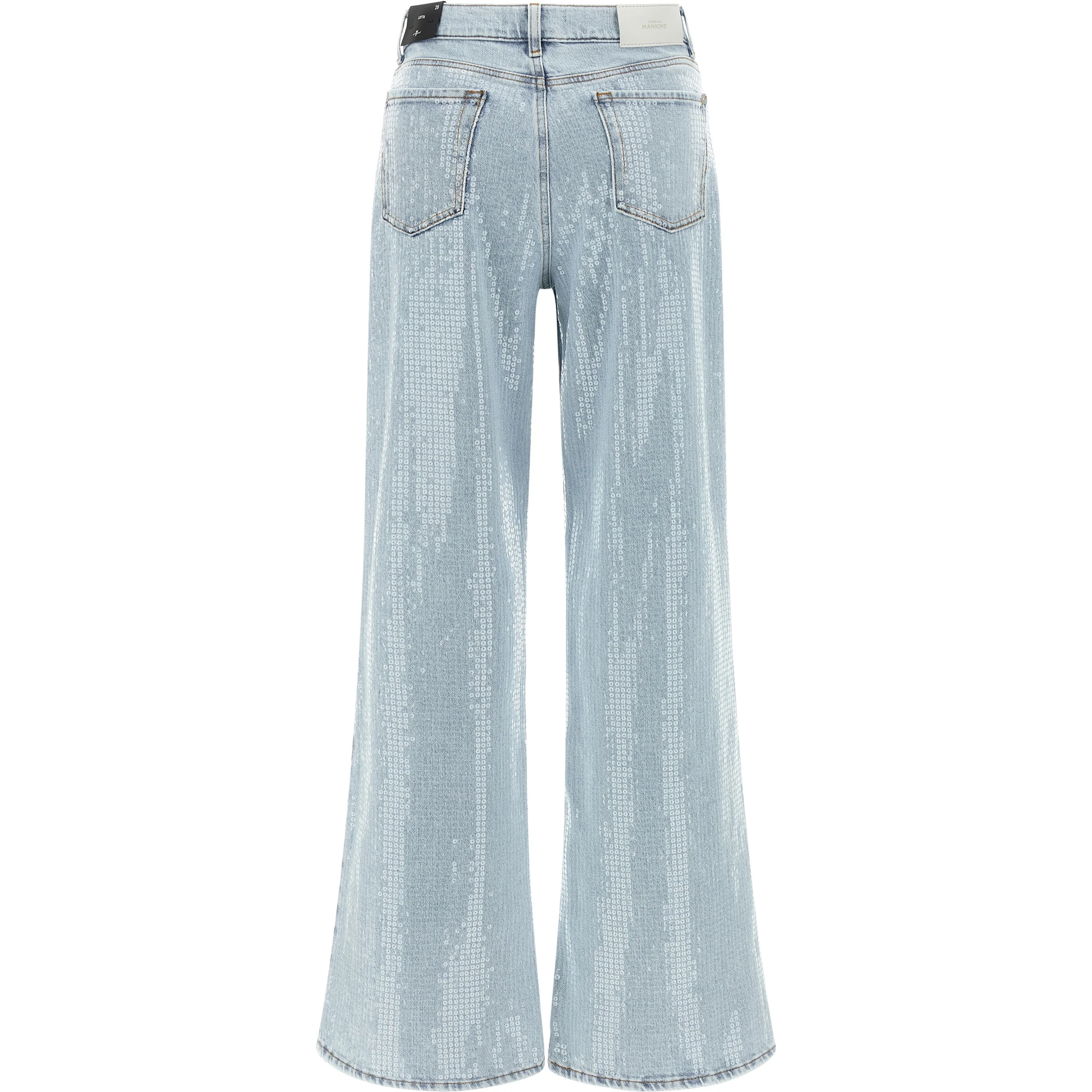 Blue Cotton Flared Jeans