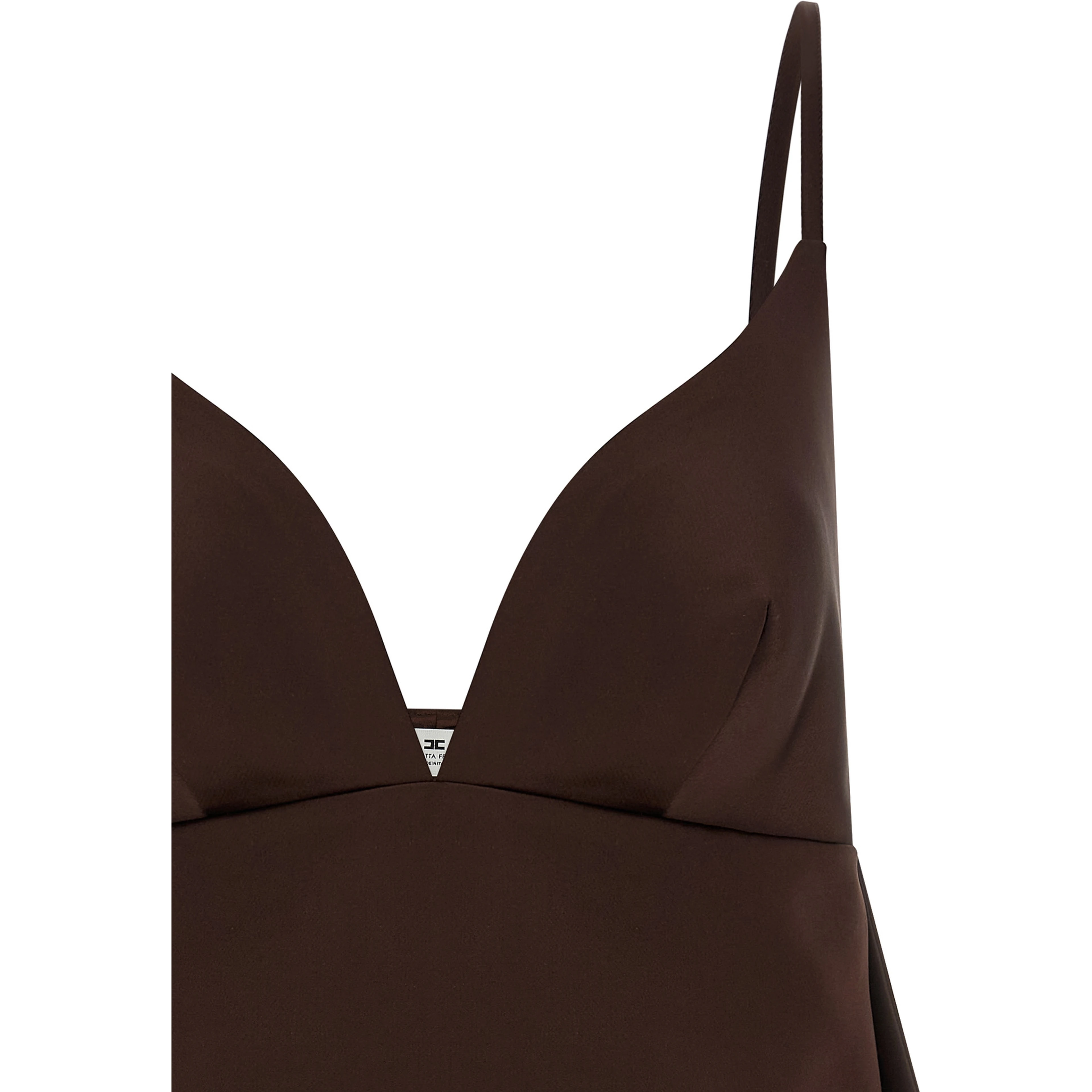 Brown Polyester Short Dress