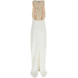 White Polyester Long Dress