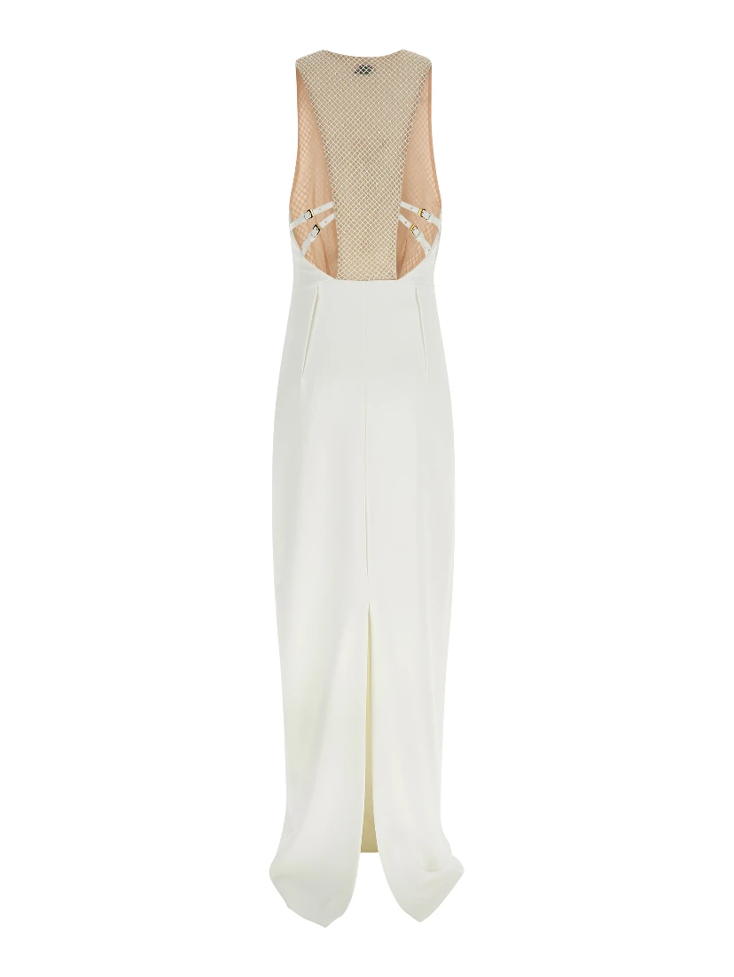 White Polyester Long Dress