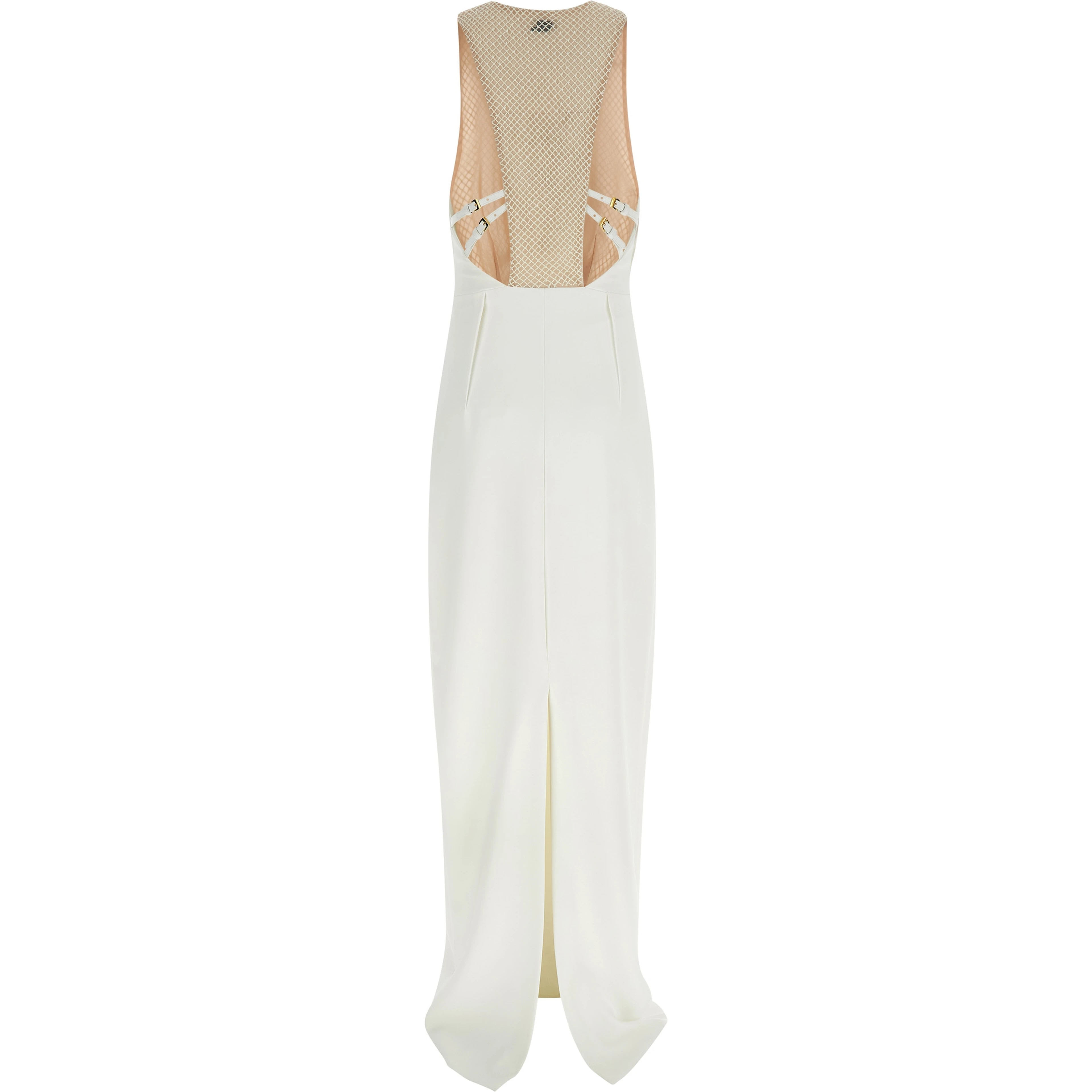 White Polyester Long Dress