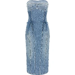 Blue Cotton Midi Dress