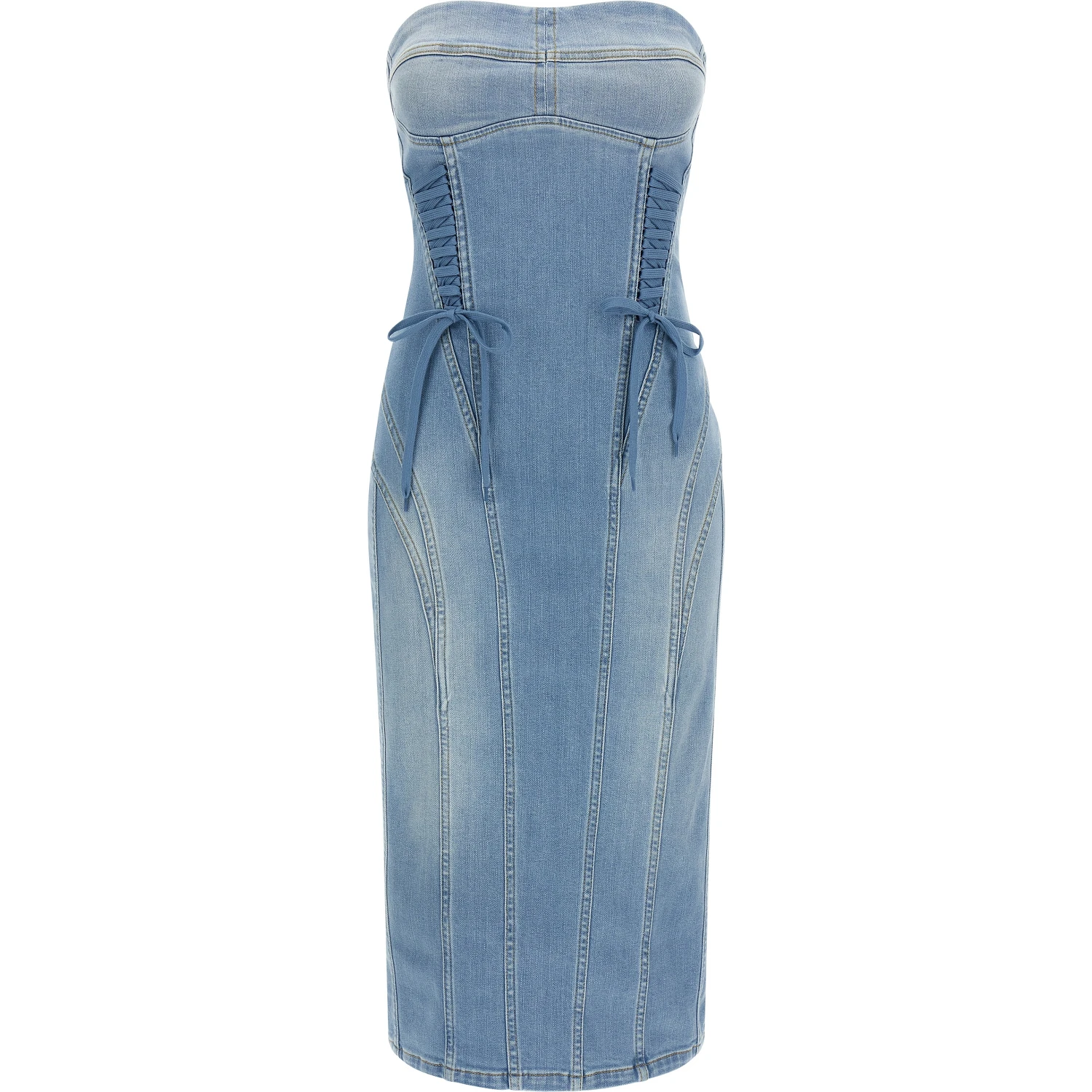 Blue Cotton Midi Dress
