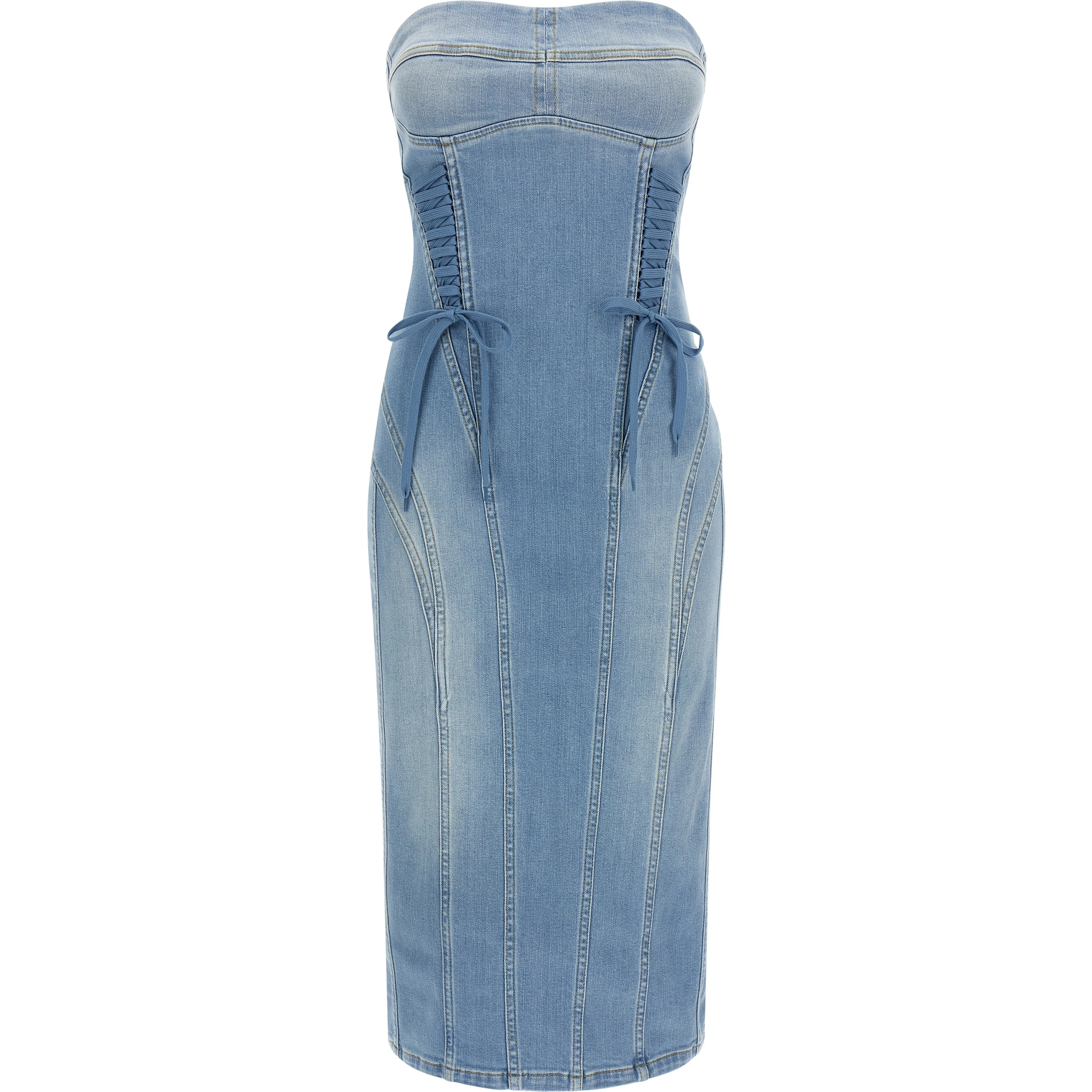 Blue Cotton Midi Dress