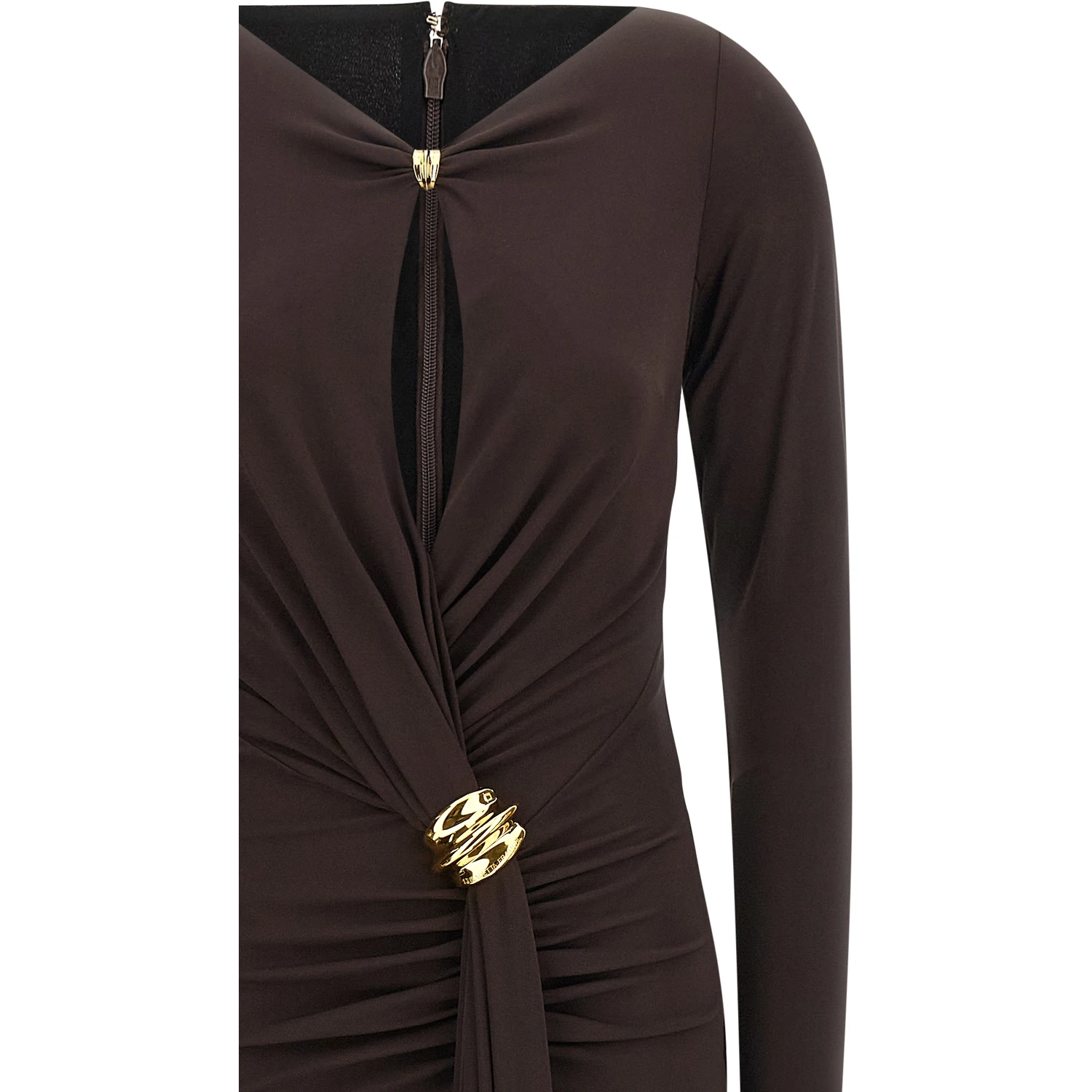 Brown Viscose Long Dress