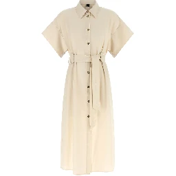 Beige Cotton Midi Dress
