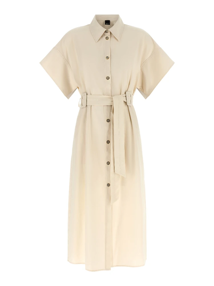 Beige Cotton Midi Dress