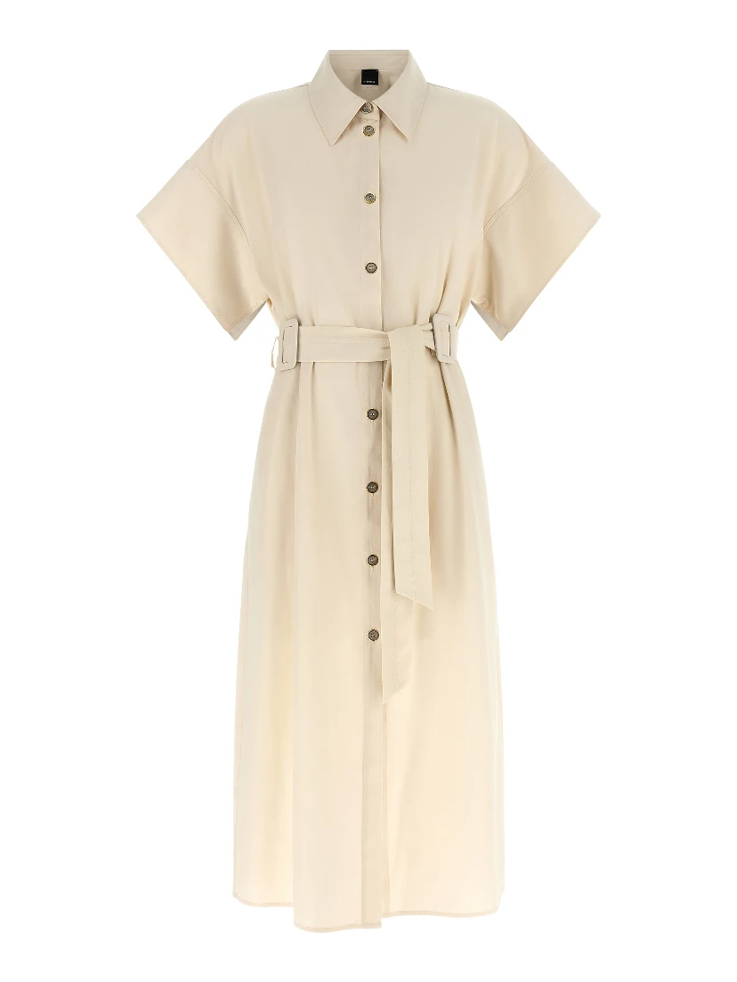 Beige Cotton Midi Dress