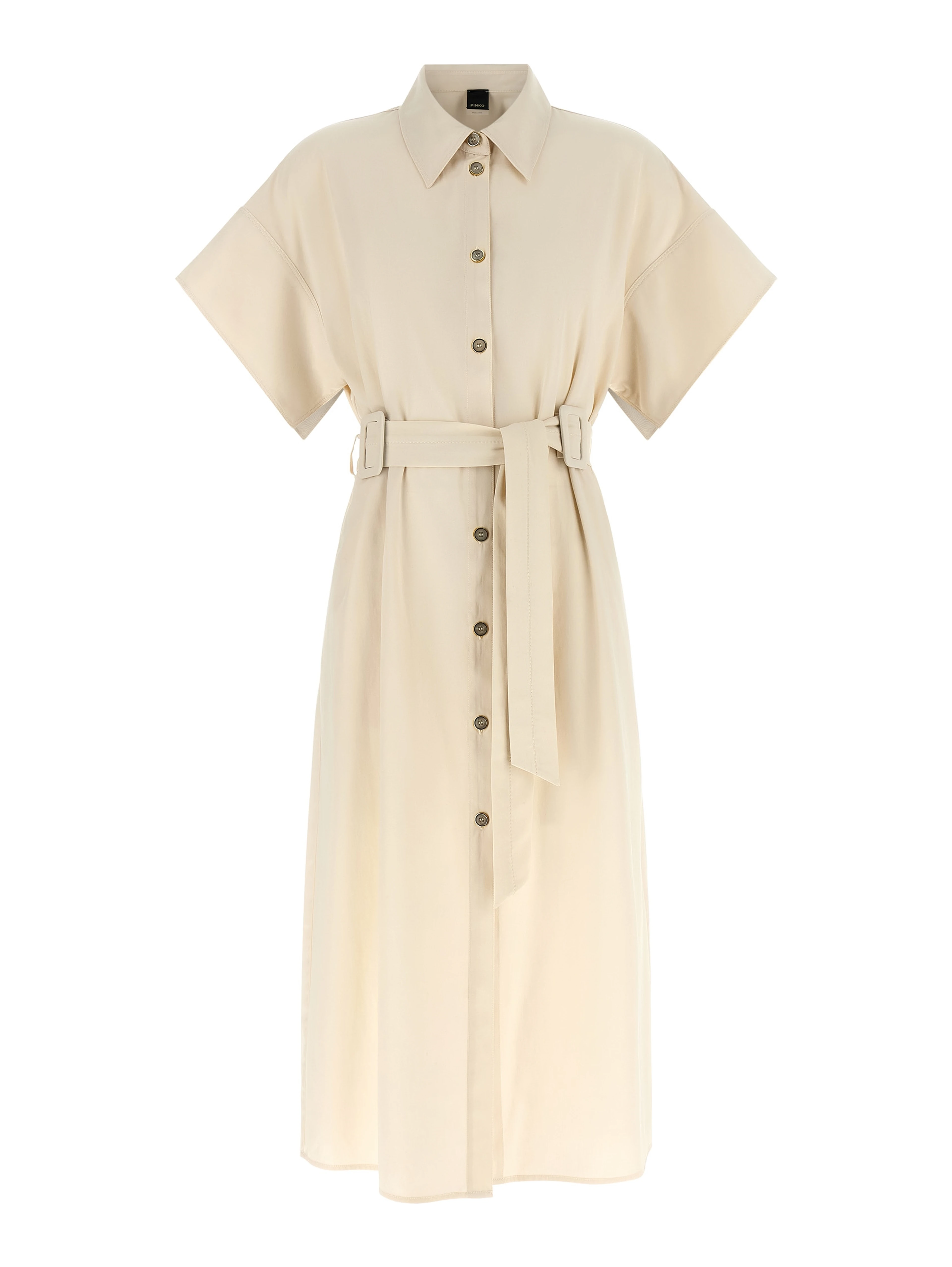 Beige Cotton Midi Dress