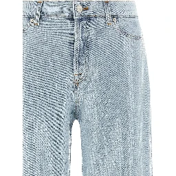 Blue Cotton Flared Jeans