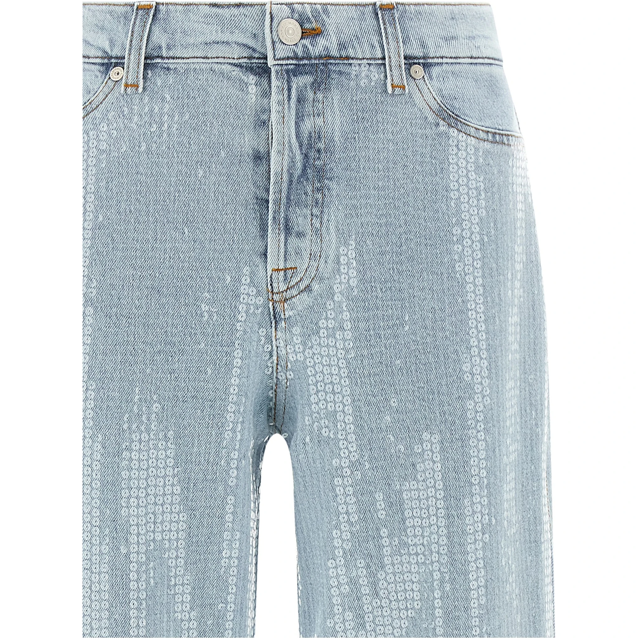 Blue Cotton Flared Jeans