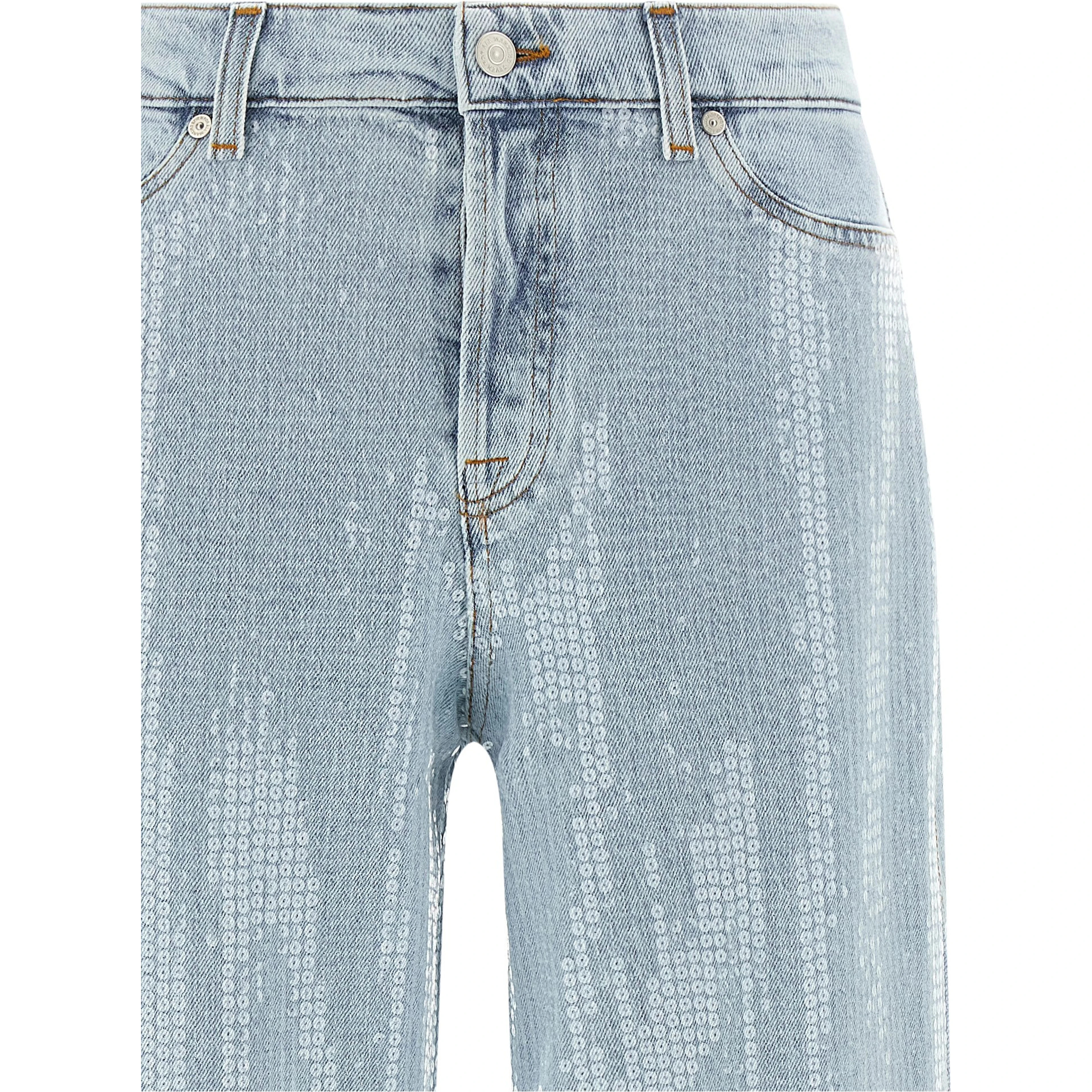 Blue Cotton Flared Jeans