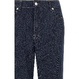 Blue Cotton Flared Jeans