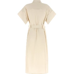 Beige Cotton Midi Dress