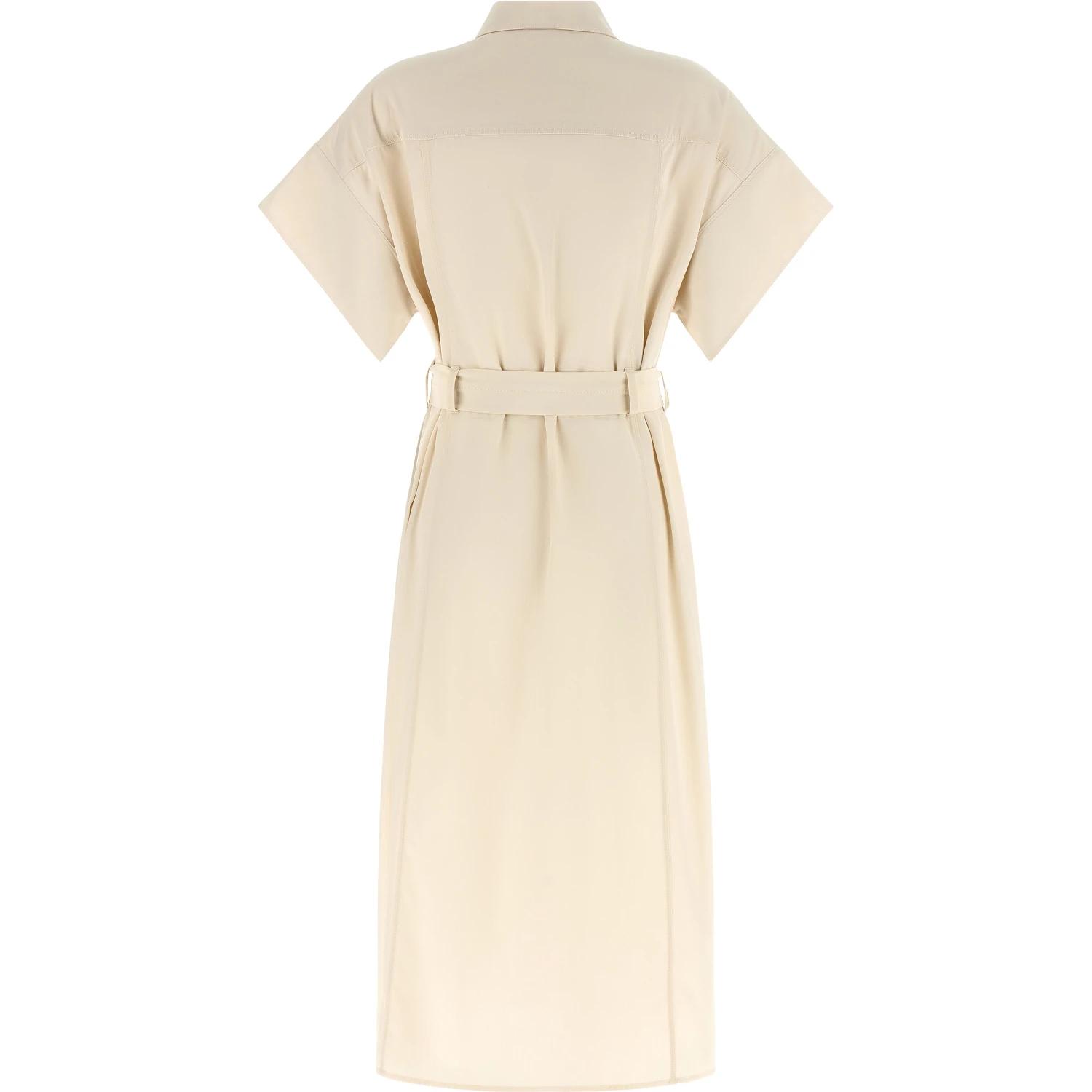 Beige Cotton Midi Dress
