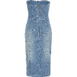 Blue Cotton Midi Dress