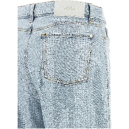 Blue Cotton Flared Jeans