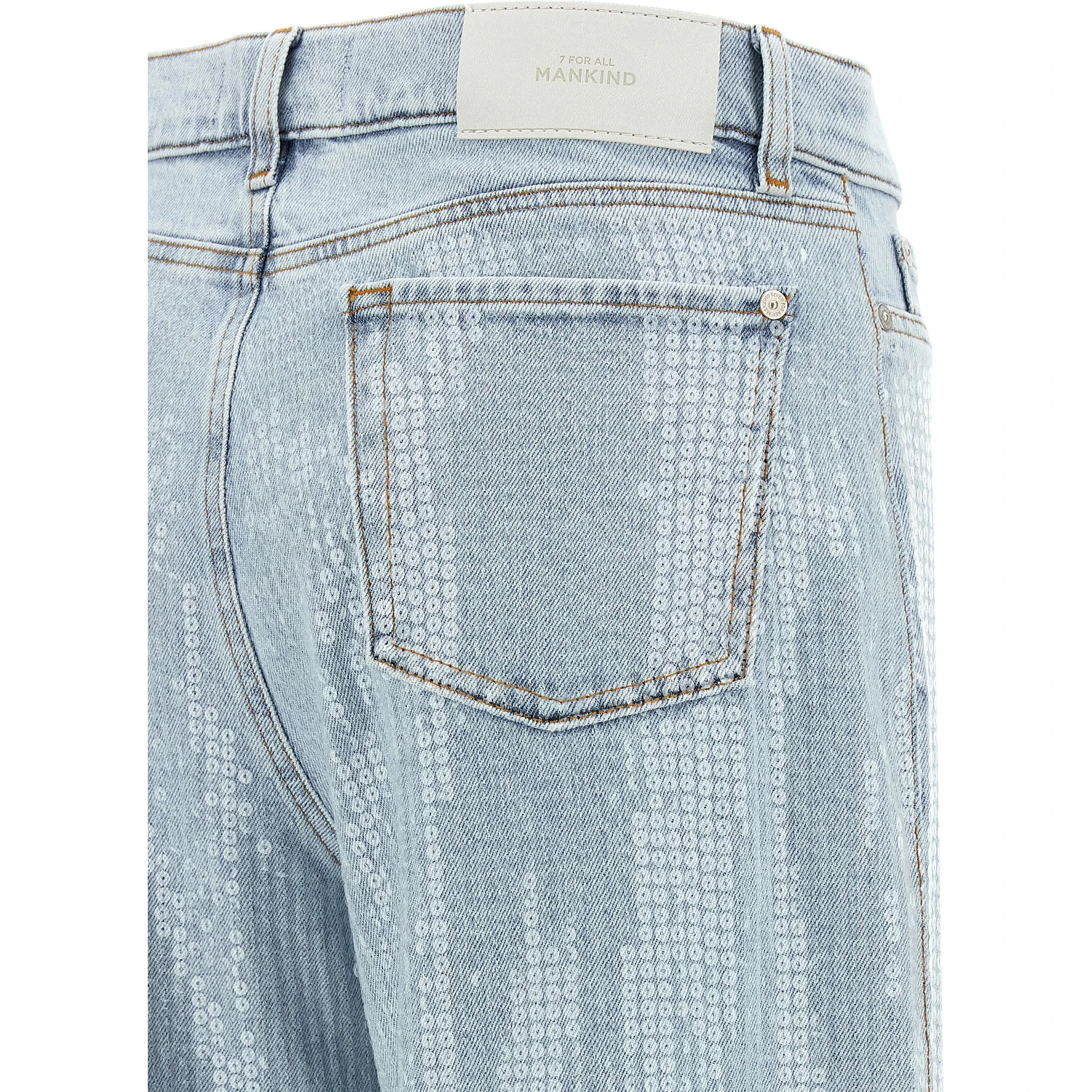 Blue Cotton Flared Jeans