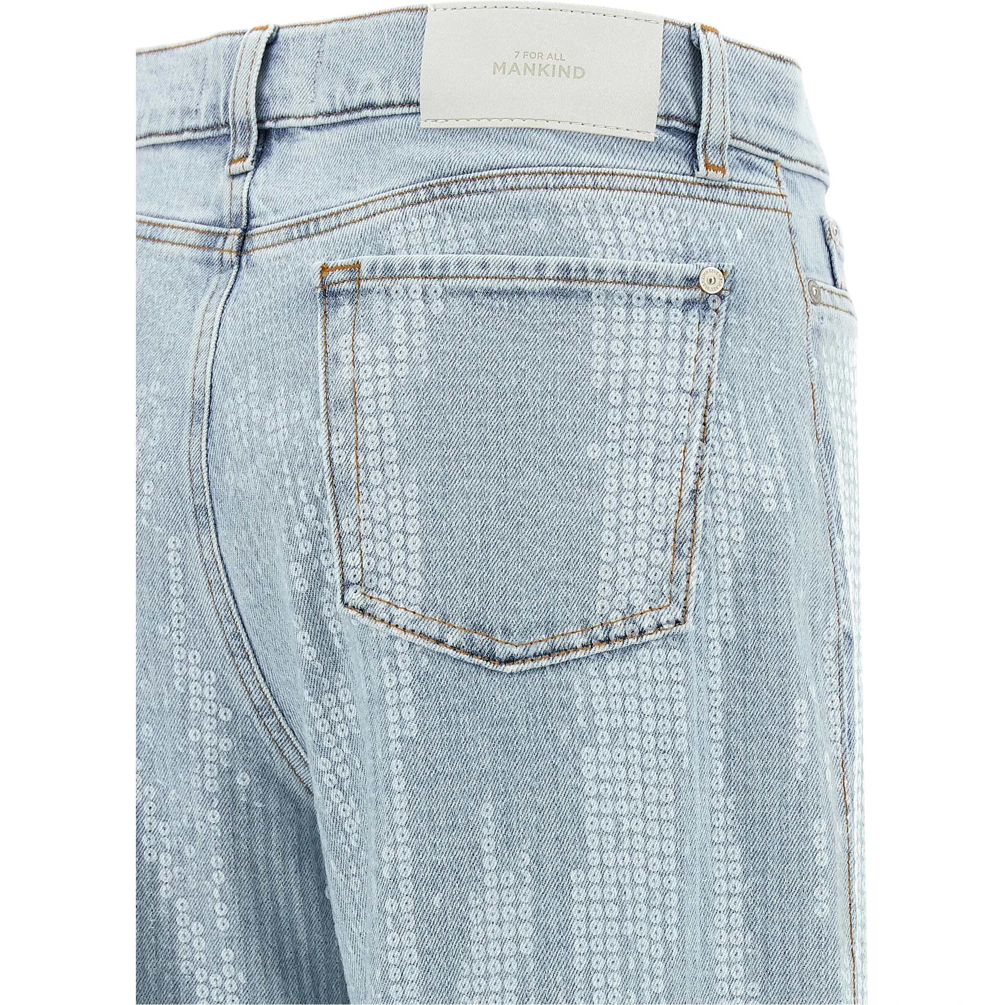Blue Cotton Flared Jeans