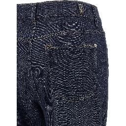 Blue Cotton Flared Jeans