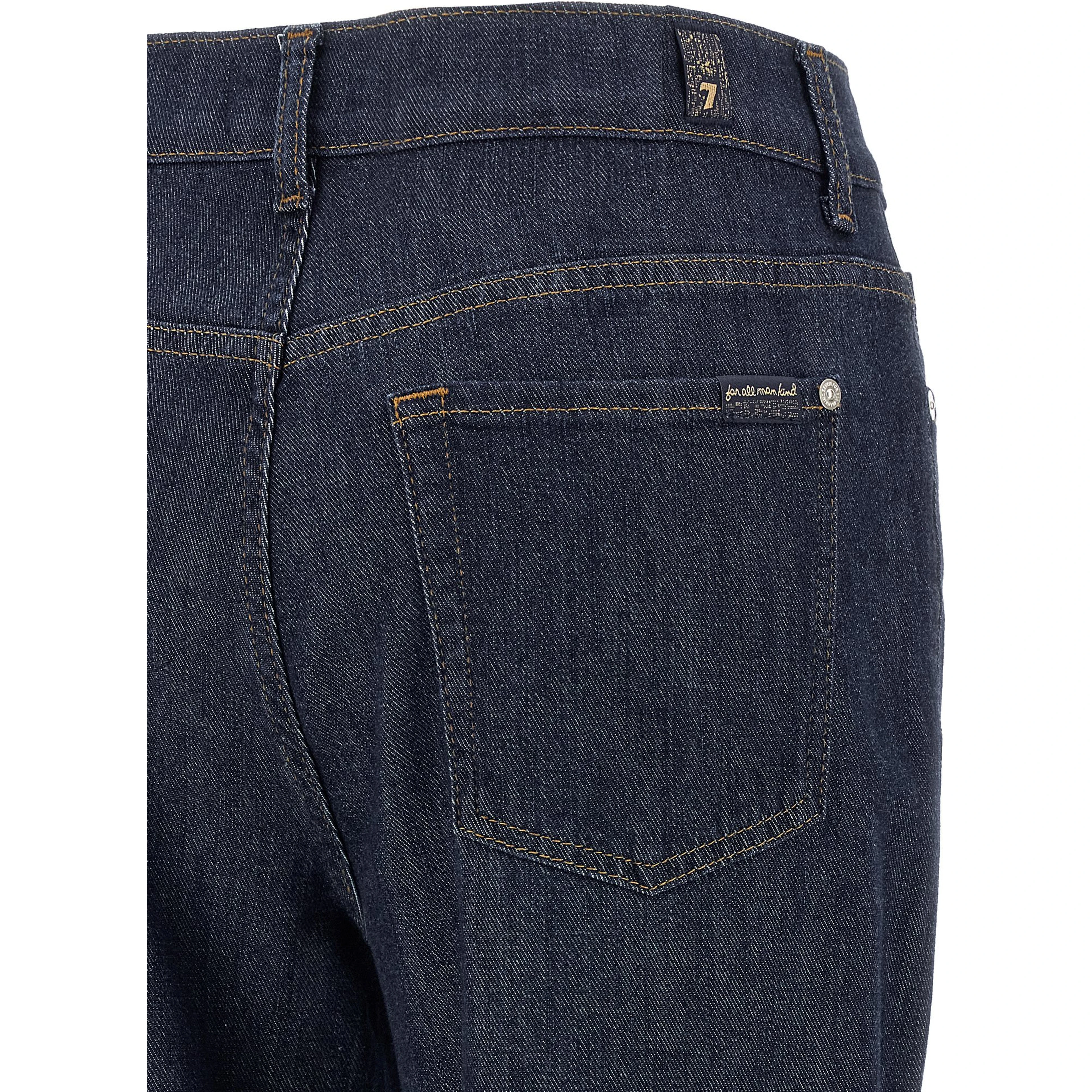Blue Cotton Flared Jeans
