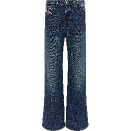 Blue Cotton Flared Jeans