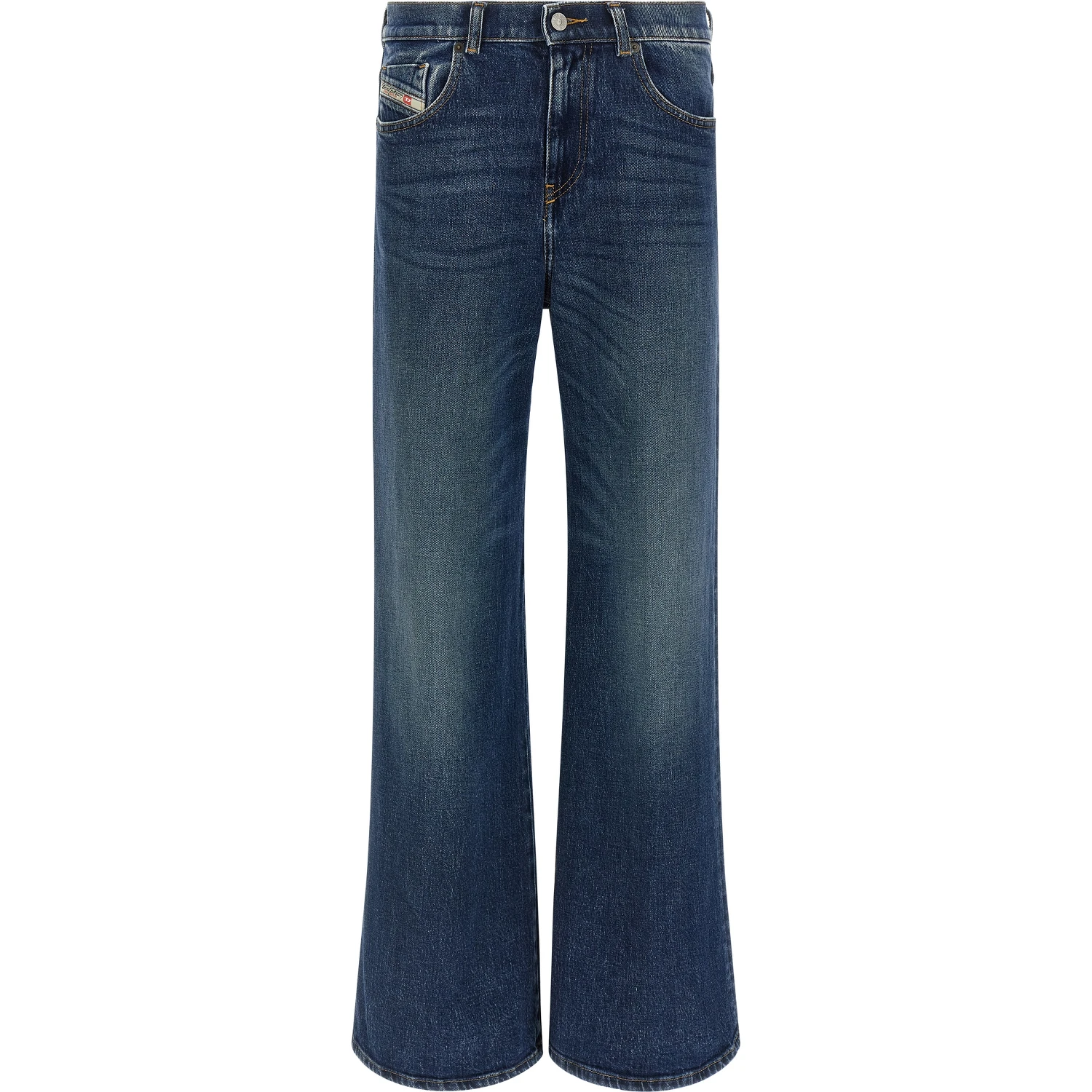 Blue Cotton Flared Jeans
