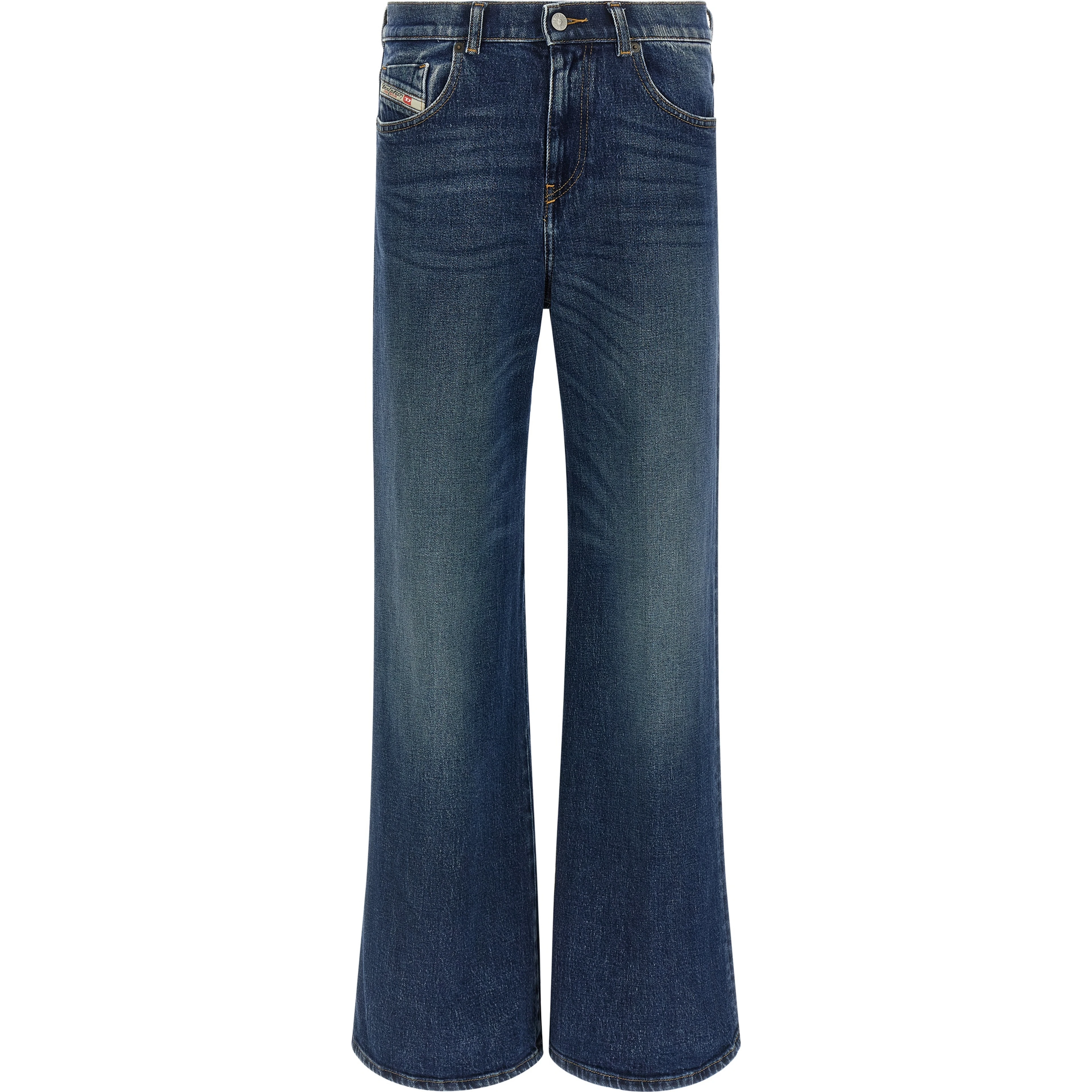 Blue Cotton Flared Jeans