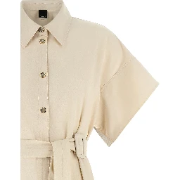Beige Cotton Midi Dress