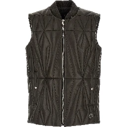 Brown Lamb Leather Sleeveless Jacket