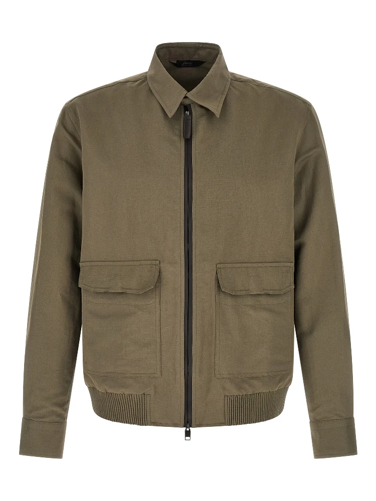 Bicolor Linen Full-Length Jacket