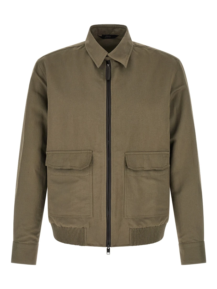 Bicolor Linen Full-Length Jacket