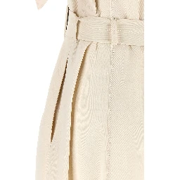 Beige Cotton Midi Dress