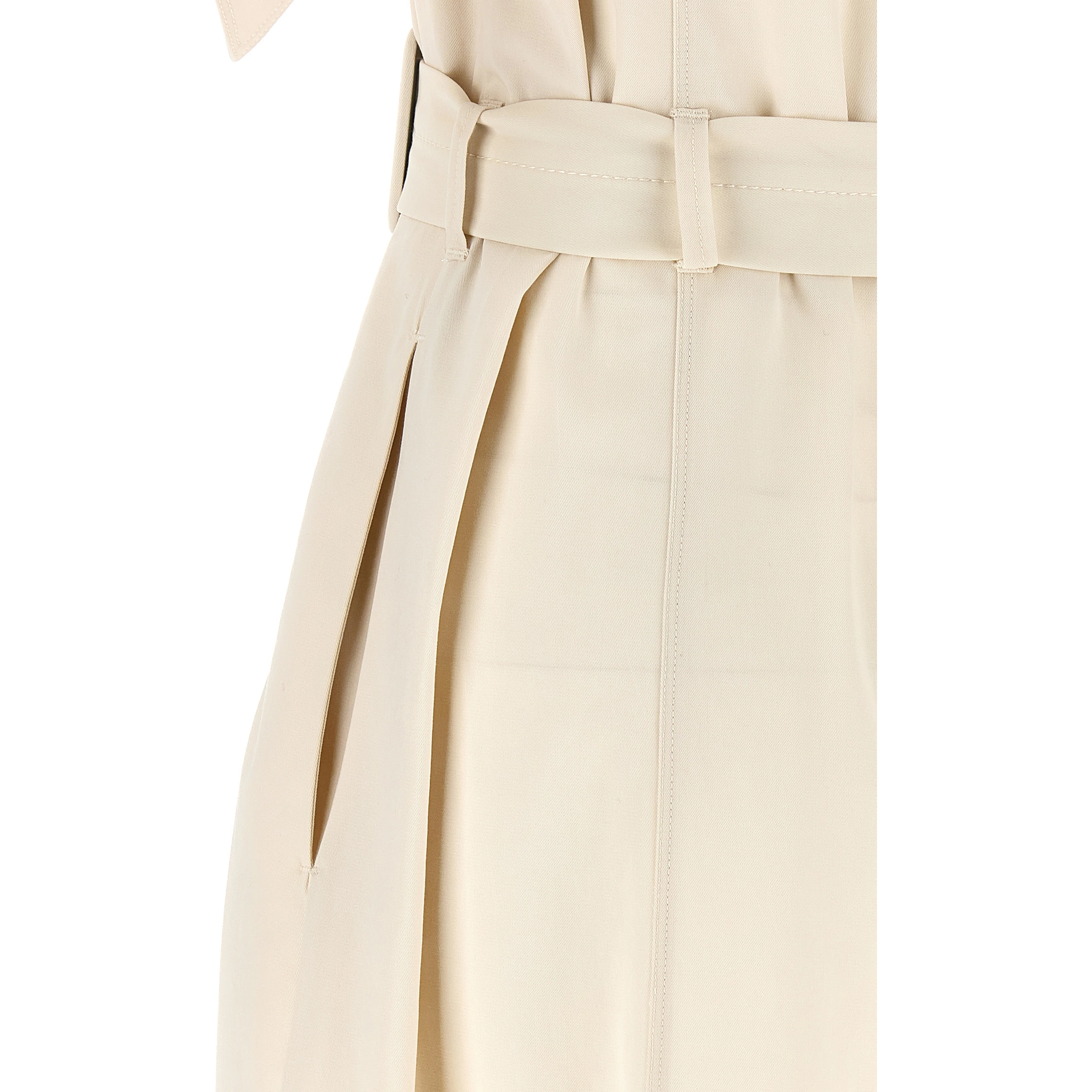 Beige Cotton Midi Dress