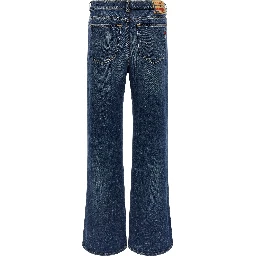 Blue Cotton Flared Jeans