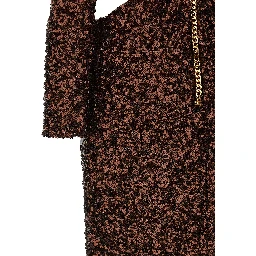 Brown Polyester Long Dress