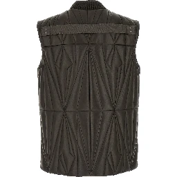 Brown Lamb Leather Sleeveless Jacket