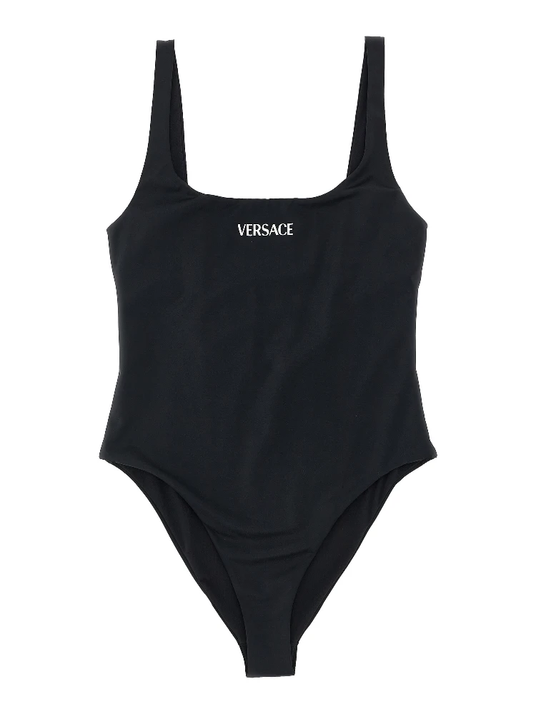 Black Nylon One-Piece Swimsuit