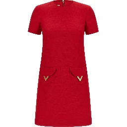 Multicolor Virgin Wool Short Dress