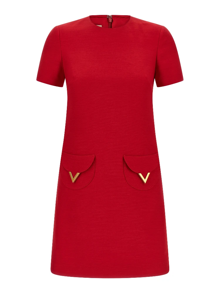 Multicolor Virgin Wool Short Dress
