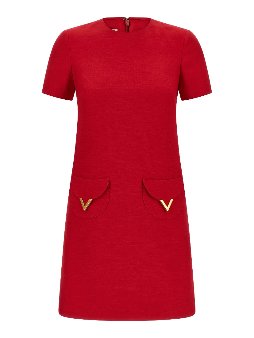 Multicolor Virgin Wool Short Dress