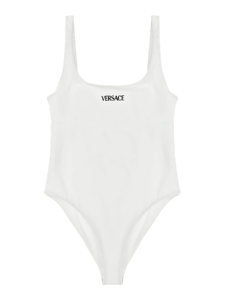 White Nylon One-Piece Swimsuit
