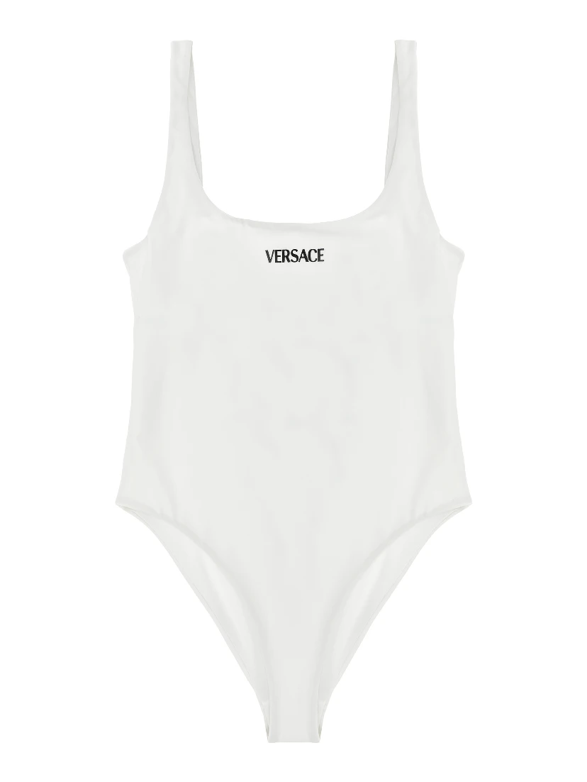 White Nylon One-Piece Swimsuit