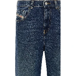 Blue Cotton Flared Jeans
