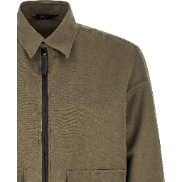 Bicolor Linen Full-Length Jacket