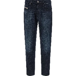 Blue Cotton Straight-Leg Jeans